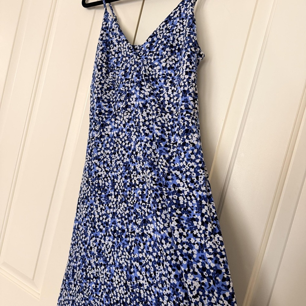 Michael Michael Kors Dress Womens 8 Blue Floral Maxi Spaghetti Strap Sundress
